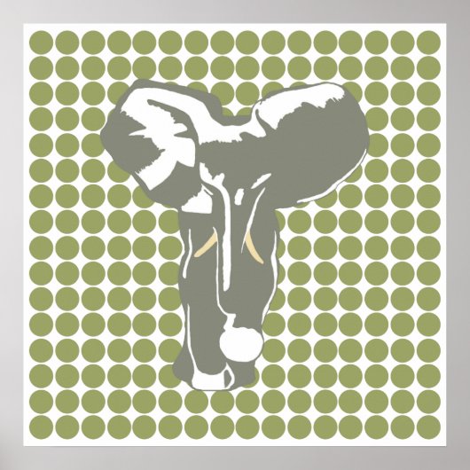 Green Safari Dot mit Pop Art Elephant Poster (Vorne)
