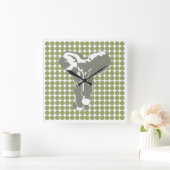 Green Safari Dot mit Pop Art Elephant Quadratische Wanduhr (Zuhause)