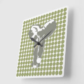 Green Safari Dot mit Pop Art Elephant Quadratische Wanduhr (Winkel)