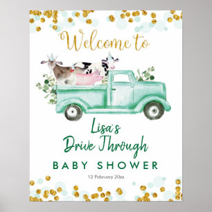 Green Safari Drive by Baby Shower Begrüßungszeiche Poster