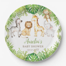Green Safari Forest Jungle Animals Baby Dusche Pappteller