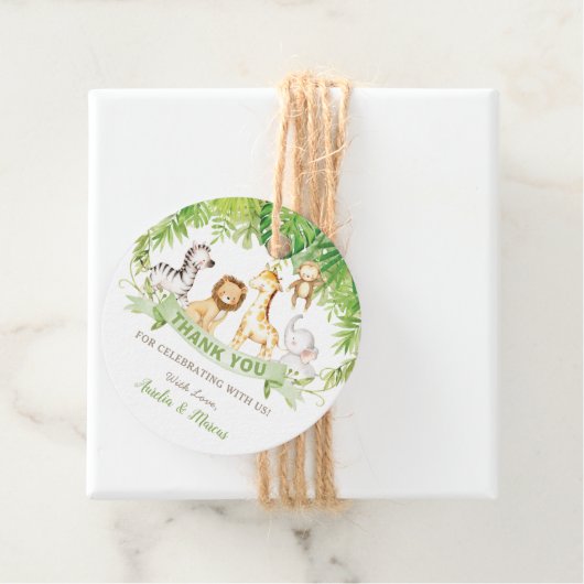 Green Safari Jungle Animals Baby Dusche Geburtstag Geschenkanhänger (Beispiel)