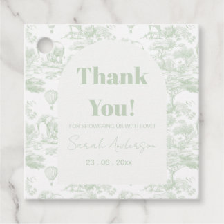 Green Safari Toile D Jouy Jungle Theme Baby Shower Geschenkanhänger