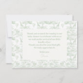 Green Safari Toile D Jouy Jungle Theme Kinderdusch Dankeskarte (Rückseite)