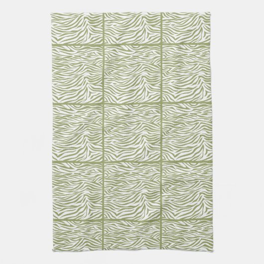 Green Safari Zebra, gekacheltes Design Handtuch (Vertikal)