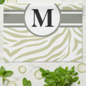 Green Safari Zebra mit Monogramm Handtuch (Gefaltet)