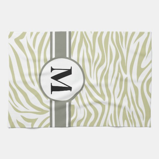 Green Safari Zebra mit Monogramm Handtuch (Horizontal)