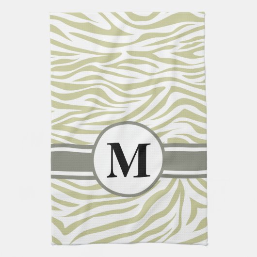 Green Safari Zebra mit Monogramm Handtuch (Vertikal)