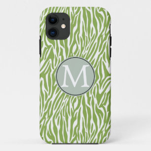 Green Safari Zebra Print iPhone 11 Hülle