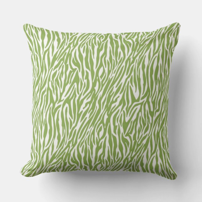 Green Safari Zebra Print Kissen (Vorderseite)