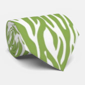 Green Safari Zebra Print Krawatte (Gerollt)