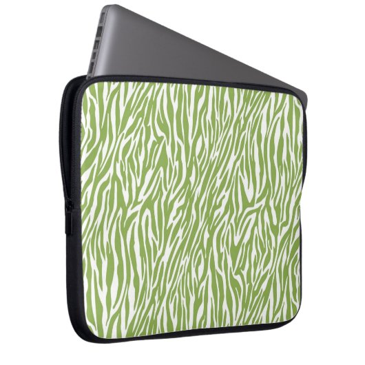 Green Safari Zebra Print Laptopschutzhülle (Vorne Rechts)