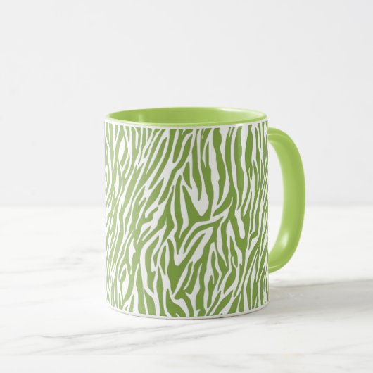 Green Safari Zebra Print Tasse (VorderseiteRechts)