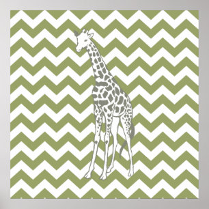 Green Safari Zickzack mit Pop Art Giraffe Poster