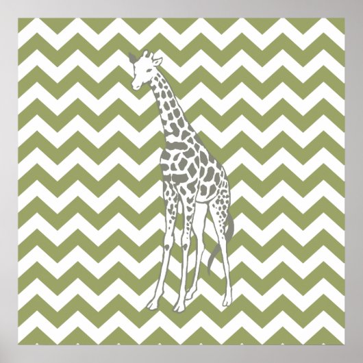 Green Safari Zickzack mit Pop Art Giraffe Poster (Vorne)
