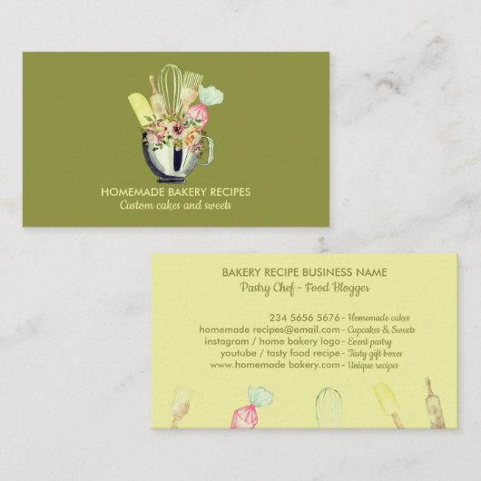 Green Sage Bäckerei Cake Maker Cupcake Shop Visitenkarte (Vorne/Hinten)