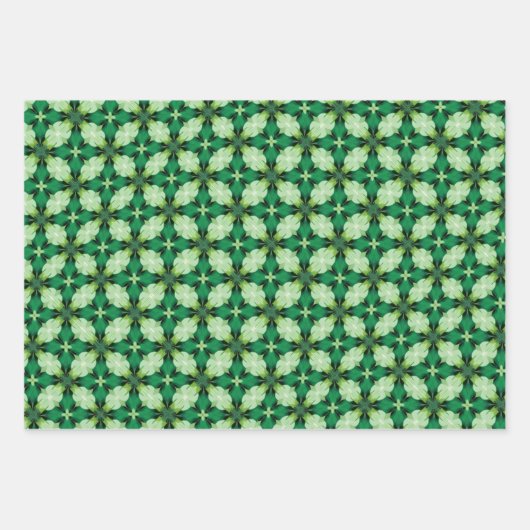 Green, Sage & Black Tile Muster Geschenkpapier Set (Vorderseite)