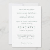 Green Sage Elegant Wedding Invitations Einladung (Vorderseite)