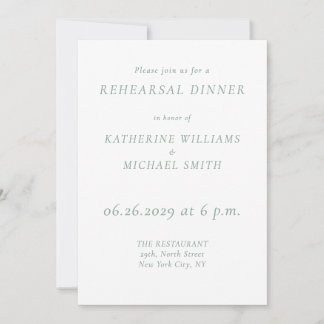 Green Sage Elegant Wedding Rehearsal Invitations Einladung