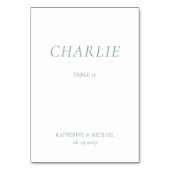 Green Sage Elegant Wedding Table Cards Tischnummer (Rückseite)