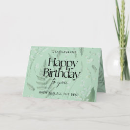 Green Sage Lily of the Valley Custom Birthday Card Karte