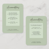 Green Sage Minimal Wedding Accommodation Begleitkarte (Vorne/Hinten)