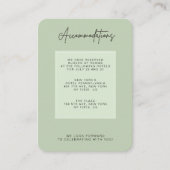 Green Sage Minimal Wedding Accommodation Begleitkarte (Vorderseite)