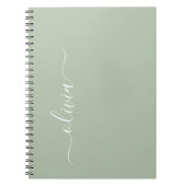 Green Sage Modern Script Girl Monogram Name Notizblock (Vorderseite)
