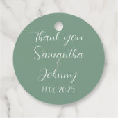 Green Sage Script Simple Elegant Classic Wedding Geschenkanhänger (Rückseite)
