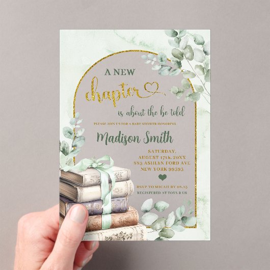 Green Sage Storybook Thema Kinderdusche Acryleinladungen (Insitu (Handheld))