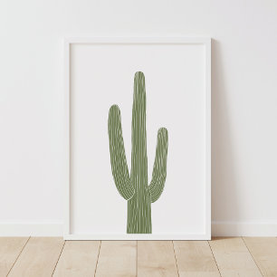 Green Saguaro Cactus Southwestern Kinderzimmer Dec Poster