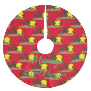 Green Saguaro Cactus Wüste Sonnenaufgang Thunder_ Polyester Weihnachtsbaumdecke