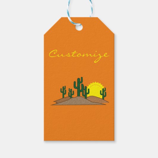 Green Saguaro Cactus Wüste Sunset Thunder_Cove Geschenkanhänger (Vorderseite)