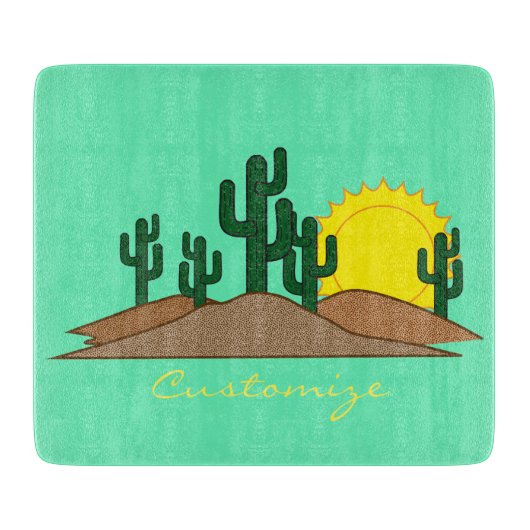 Green Saguaro Cactus Wüste Sunset Thunder_Cove Schneidebrett (Vorderseite)