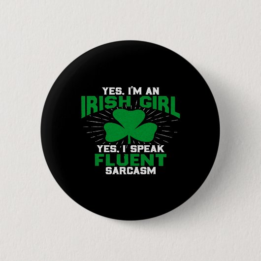 Green Saint Patric Day St Pattys Irish Kleeblatt Button (Vorderseite)