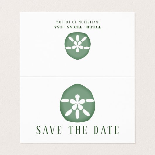 Green Sand Dollar, Foto Save the Date Karte (Außenseite Aufgefaltet)