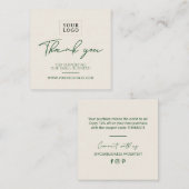 Green & Sand Simple Business Danke Einfügen Quadratische Visitenkarte (Vorne/Hinten)