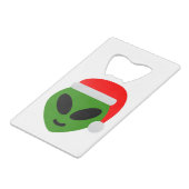 green santa Alien emoji Geldbeutel Flaschenöffner (Rückseite Schrägansicht)