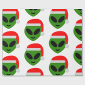green santa Alien emoji Geschenkpapier (Flach)