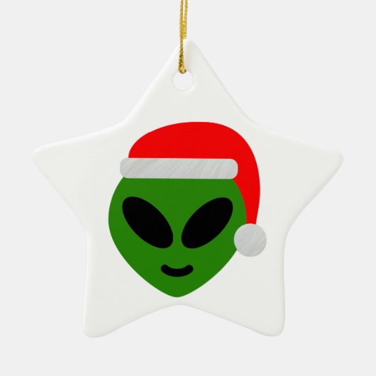 green santa Alien emoji Keramik Ornament (Vorne)