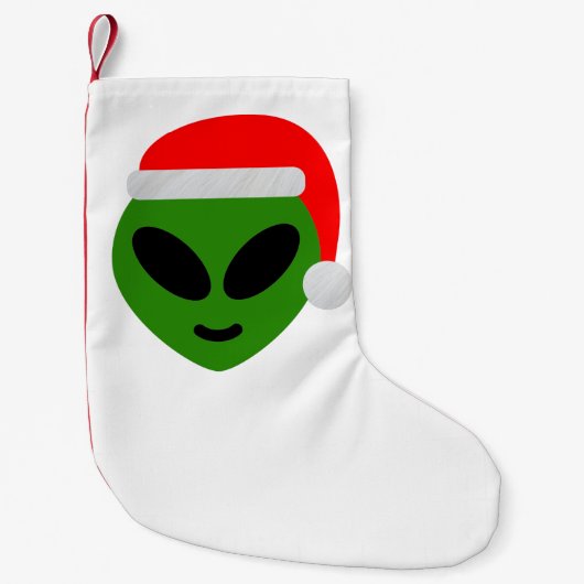 green santa Alien emoji Kleiner Weihnachtsstrumpf (Vorderseite)
