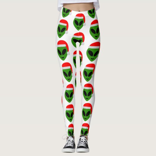 green santa Alien emoji Leggings (Vorderseite)