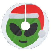 green santa Alien emoji Polyester Weihnachtsbaumdecke (Vorderseite)
