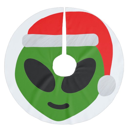green santa Alien emoji Polyester Weihnachtsbaumdecke (Vorderseite)