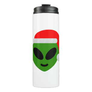 green santa Alien emoji Thermosbecher