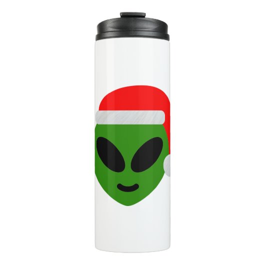 green santa Alien emoji Thermosbecher (Vorderseite)
