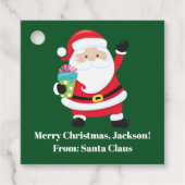 Green Santa Claus Custom Kids Weihnachts-Party Geschenkanhänger (Vorderseite)