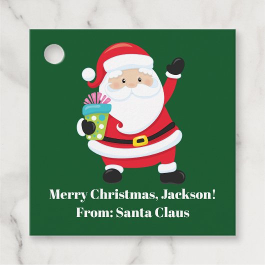 Green Santa Claus Custom Kids Weihnachts-Party Geschenkanhänger (Vorderseite)