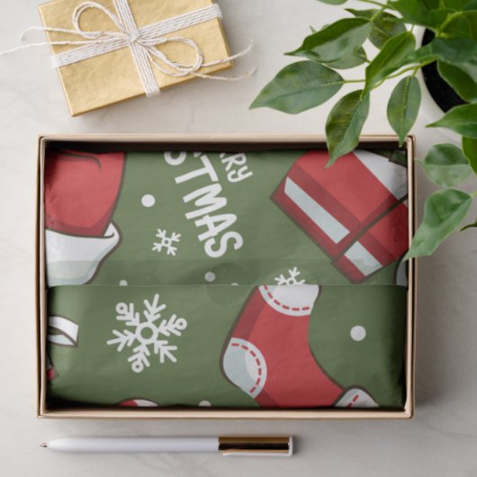 Green Santa Claus Hats | Weihnachtszettel Seidenpapier (Geschenk)