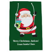 Green Santa Claus Weihnachten Weihnachten an Kinde Mittlere Geschenktüte (Vorderseite)